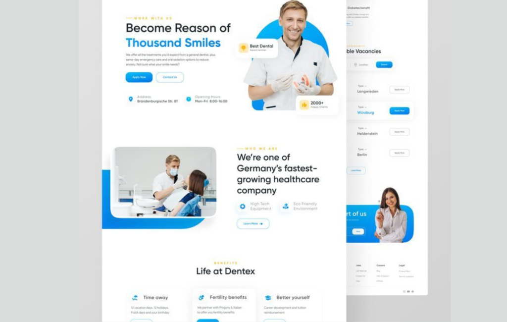 dental and healthcare landing page optimization for appointment booking and lead generation