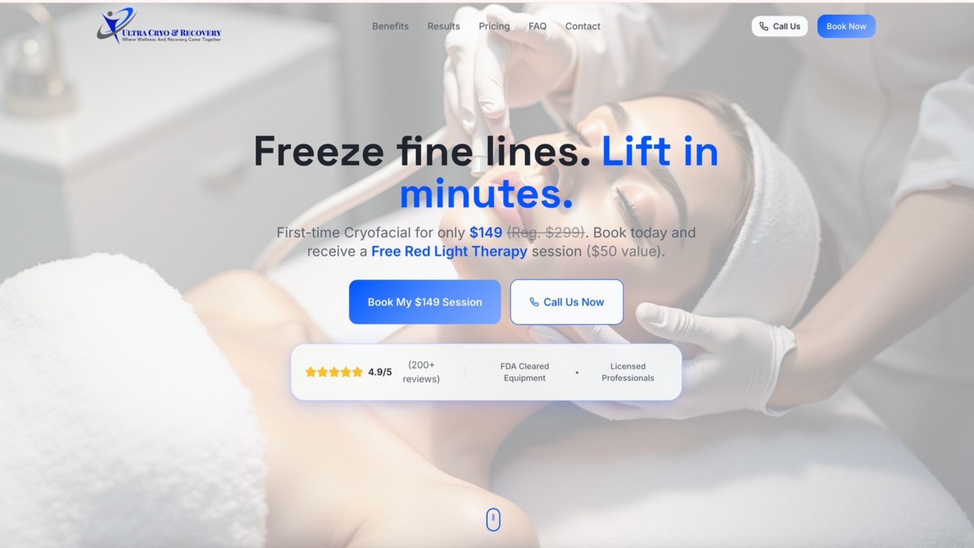 High-Converting Landing Page for Ultra Cryo & Recovery Med Spa