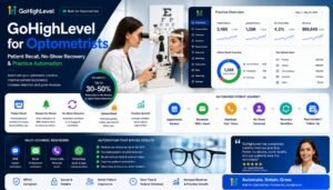 GoHighLevel CRM for optometrists showing patient recall, appointment reminders, no-show recovery, automated follow-ups, and practice growth